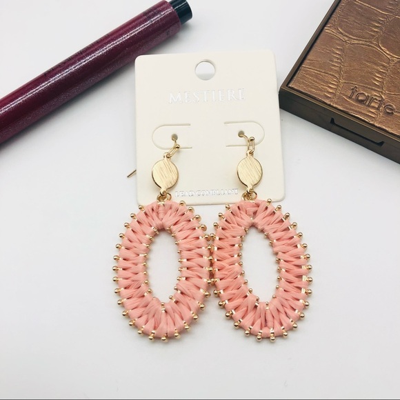 Pink and Gold Boho Statement Earrings - Picture 1 of 4